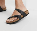 Soft Cross Strap Sandals - Black