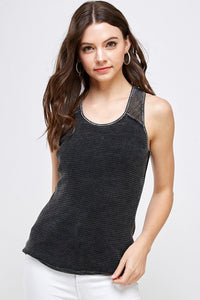 Mineral Wash Racerback Tank - Black