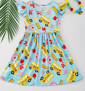 Girl's Blue School Bus Dress