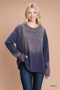 Cotton Knit Vintage Washed Long Sleeve Top