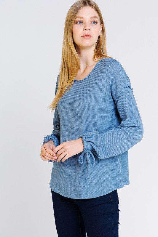 Thermal Drop Shoulder Long Sleeve - Blue