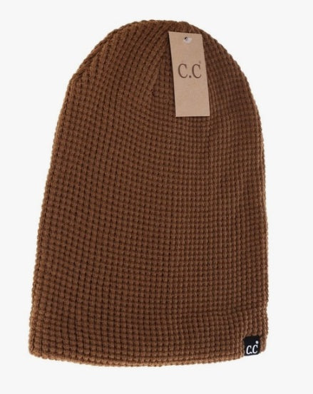 CC Waffle Knit Slouch Beanie - Chocolate Brown