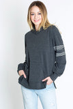 Striped Relaxed Hoodie - Charcoal