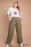 Curvy Cotton Linen Vintage Washed Pants