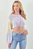 Cropped Mesh Pullover - Lavender/Mint