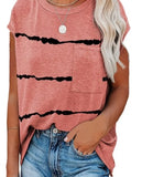 Curvy Pink Stripe Pocket Tee