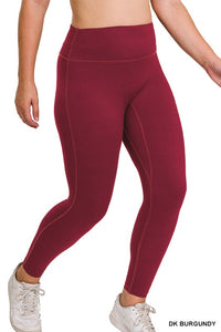 Curvy Full Length Leggings - Burgundy