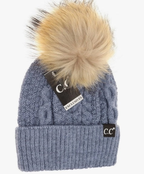 CC Black Label Fur Pom - Denim