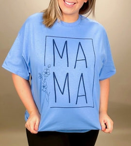 Blue Floral "Mama" Graphic Tee