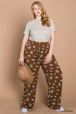 Curvy Floral Print Wide Leg Pants