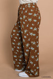 Curvy Floral Print Wide Leg Pants