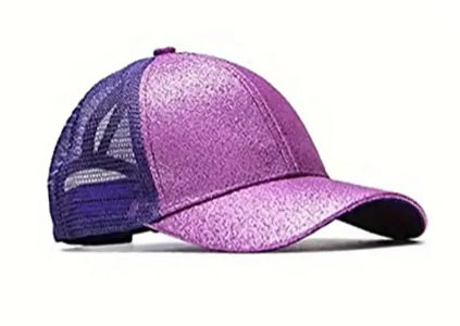 Girl's Purple Glitter Baseball Cap