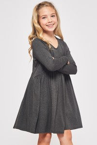 Girl's Babydoll Dress - Gray