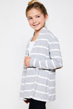 Girl's Striped Cardigan - Gray