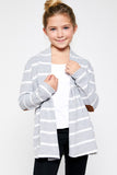 Girl's Striped Cardigan - Gray