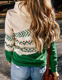 Green Geometric Print Hoodie