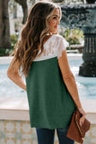 Green Lace V-Neck Top