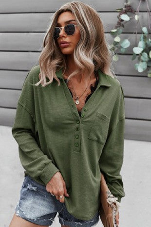 Collared Casual Top - Green