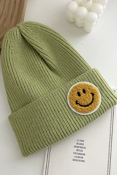 Smiley Face Beanie - Green