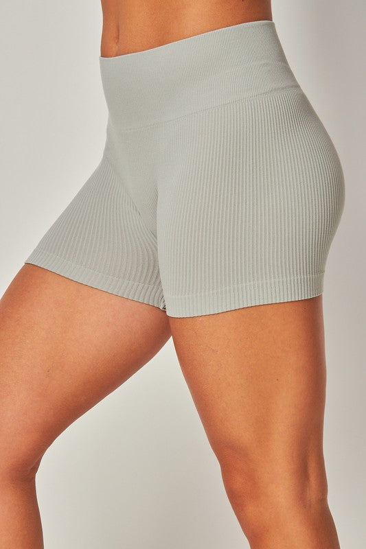 Ribbed Mini Shorts - Grey
