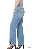 Zenana Side Slit Relaxed Denim Jeans