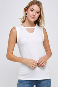 Keyhole Neck Tank - White