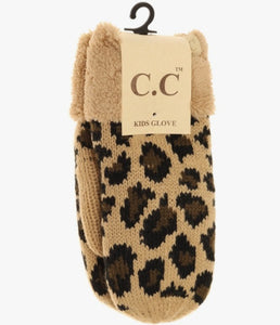 CC Kid's Leopard Mittens - Latte