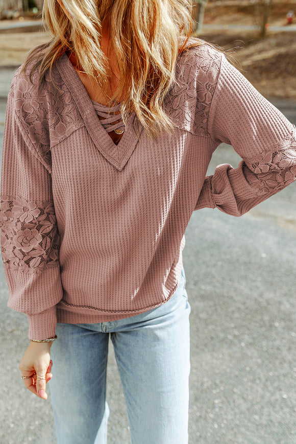 Pink Patchwork Lace Top