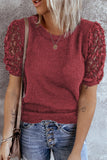 Red Lace Sleeve Sweater