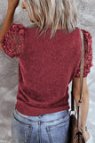 Red Lace Sleeve Sweater