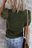 Green Lace Sleeve Sweater