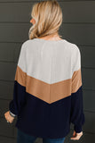 Navy Corded Color Block Long Sleeve