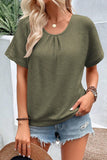 Lace Patch Textured T-Shirt - Olive