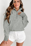 Crop Half-Zip Pullover - Gray