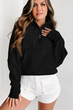 Crop Half-Zip Pullover - Black