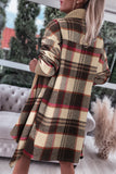 Brown & Red Plaid Open Cardigan