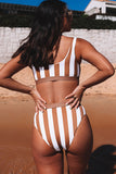 Bikini Set - Brown & White Stripe