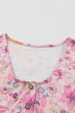 Pink Hibiscus Floral Print Ruffle Mini Dress