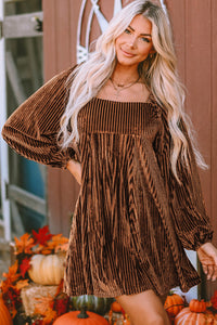 Brown Velvet Babydoll Dress