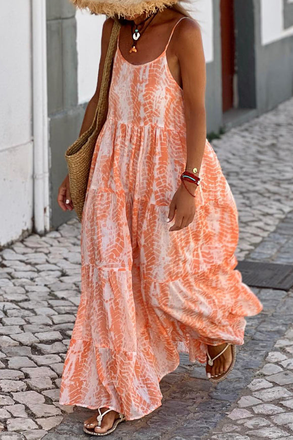 Orange Tiered Maxi Dress