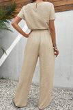 Crop Top & Wide Leg Pants Set - Beige