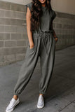 Open Back Jogger Jumpsuit - Dark Gray