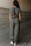 Open Back Jogger Jumpsuit - Dark Gray