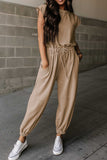 Open Back Jogger Jumpsuit - Khaki