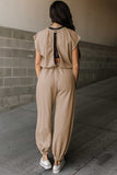 Open Back Jogger Jumpsuit - Khaki