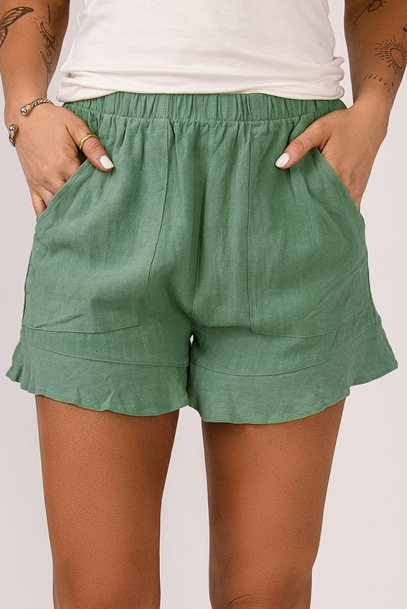 High Waist Pocket Shorts - Green