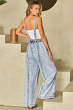 Light Wash Denim Wide Leg Overalll