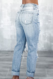 Light Wash Distressed High Waist Jeans