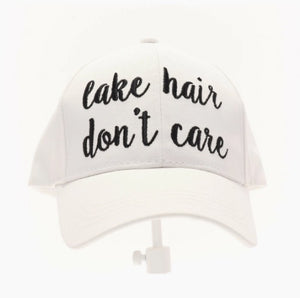 C.C. "Lake Hair Don't Care" Baseball Cap - White