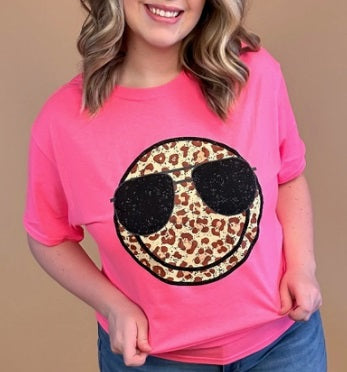 Leopard Smiley Graphic Tee